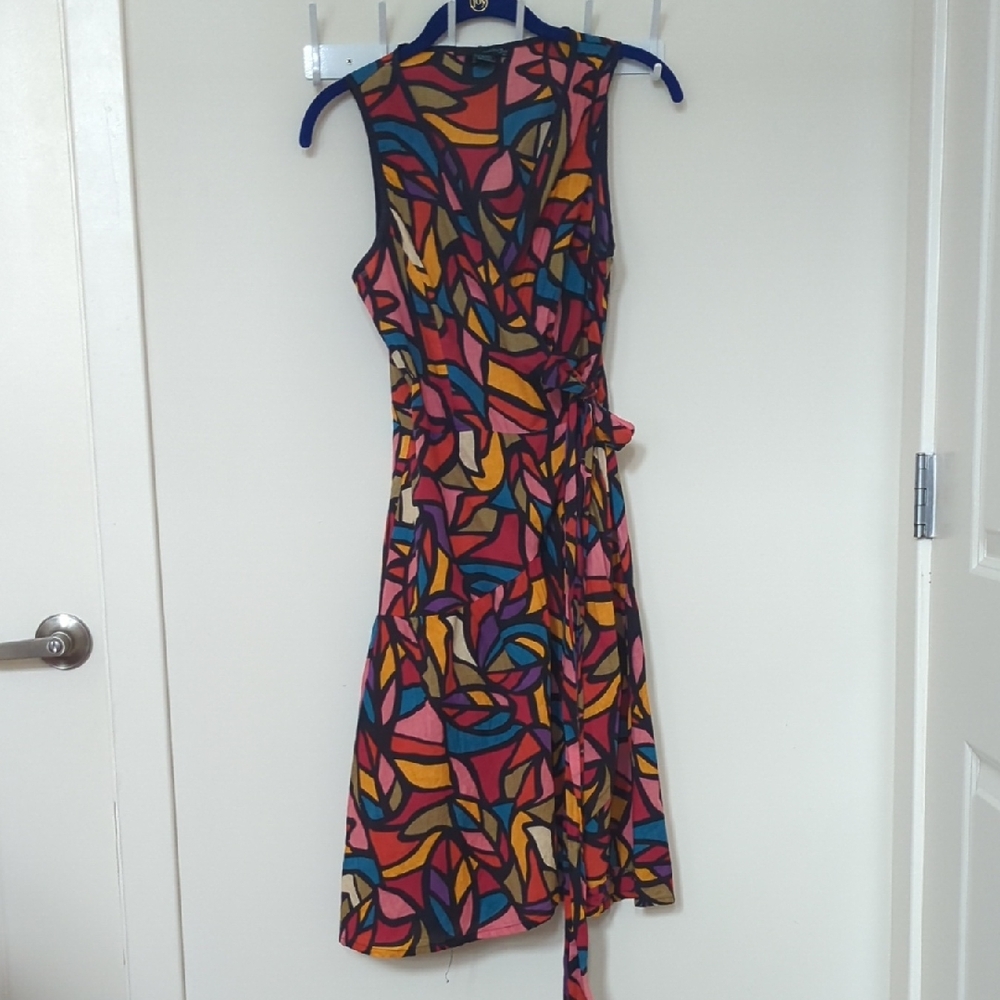Double Zero Jewel Tone Cotton Sleeveless V-Neck Sundress Wrap Dress